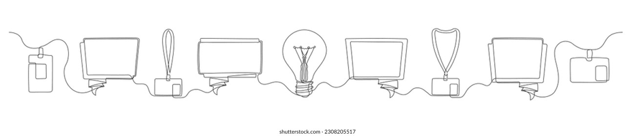 Set of continuous one line business theme. Vintage business theme elements isolated on a white background. Vector illustration