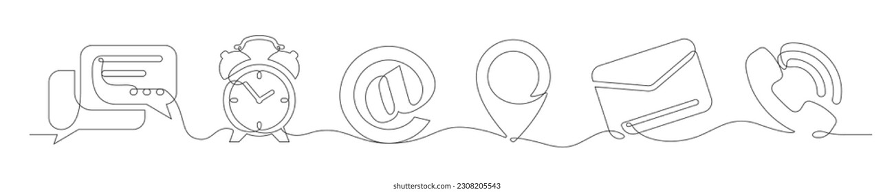 Conjunto de iconos continuos del negocio de una línea. Elementos de iconos de negocios antiguos aislados en un fondo blanco. Ilustración del vector