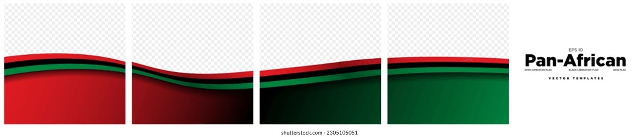 Set of Continuous Pan-African Flag Template Frames. Set of carousel Nauru Ribbon Flag card layout templates. Social Media template with flag of Nauru. Editable Vector Illustration.