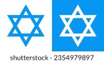 Set Continuous Seamless Linear Pattern Decorative Texture Blue Hexagram Triangle Star of David Judaism Jewish Jew Logo Icon Sign Sigil Symbol Emblem Badge Vector EPS PNG Transparent No Background