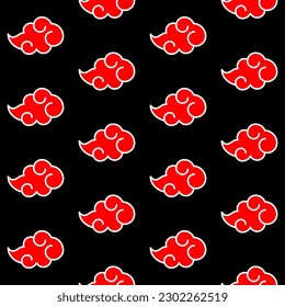 暁 Set Continuous Seamless Linear Pattern Decorative Texture Red Black Akatsuki Cloud Naruto Dawn Daybreak Rogue Ninja Shinobi Secret Criminal Organization Group Collective Faction Logo Icon Sign Sigil