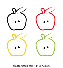 set contour apple illustration isolated on white background. collection simple fruit flat icon