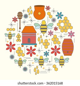 Set contour color icon apiary