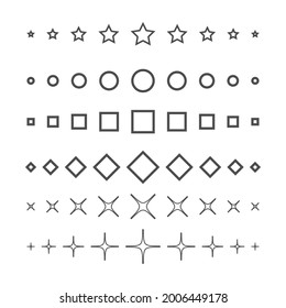 set of contour decorative dividers of 9 elements for postcards, banners, business cards and creative design. Simple design