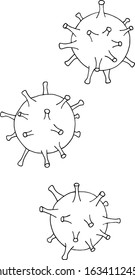 Set of contour drawings of the Coronaviridae virus vector illustration
