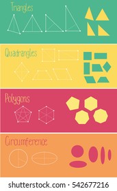 Set of contour and flat geometric shapes