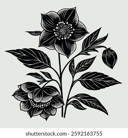 set of contour flower, line art of flowers, leaves, black and white illustration, decorative elements of plants, Doodle floral elements. for cards, invitations, banners, posters, logo, print design. 