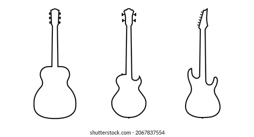 A set of contour of guitars, Electric guitars, Acoustic Guitars, Musical instrument - Vector