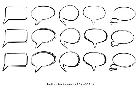 Set of contour icons empty speech bubbles isolated on white background. Vector design element.