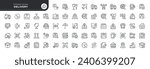 Set of contour icons in linear style. Series - Delivery, logistics, cargo transportation.Outline icon collection. Conceptual pictogram and infographic