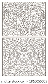 Set of contour illustrations with abstract hearts, dark outlines on a white background
