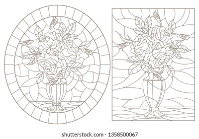 Set Contour Illustrations Stained Glass Windows Stock Vector (Royalty ...