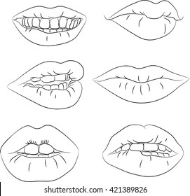 Set contour of the lips with different emotions