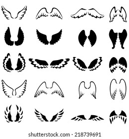 Set of contour and silhouette different wings 