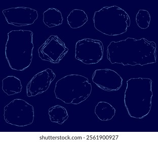 set of contour stones vector illustration