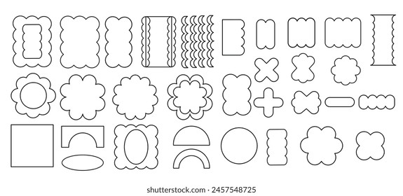  Un conjunto de Formas geométricas abstractas y contorneadas. Diseño plano. Ilustraciones vectoriales aisladas sobre un fondo blanco.