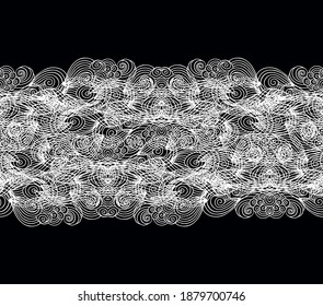Conjunto de ornamentos de "ondulación" calligráfica trenzada en blanco, sobre fondo oscuro