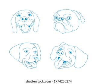 Conjunto de cabezas de perro contorsionadas