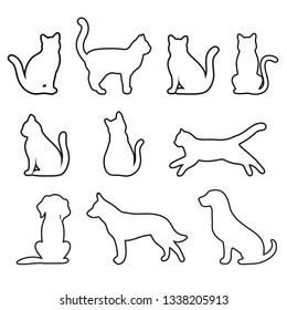 set of contours of dogs and cats