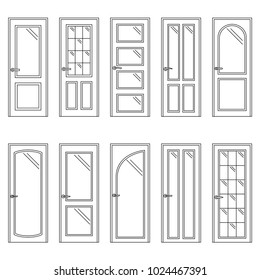 Set of contours of doors, vector illustration