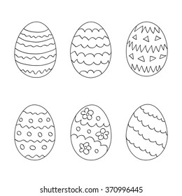 Set of contours of Easter eggs on a white background. Vector eps10.