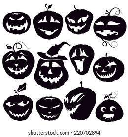 Set of Contours Halloween Pumpkins