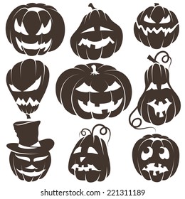 Set of Contours Halloween Pumpkins