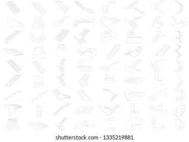 Set with contours of ladders of a various form and types. Vector illustration