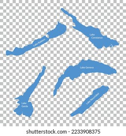Colección vectorial de contornos de los lagos de Europa