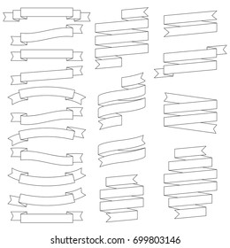 Set of contours of ribbons, vector illustration