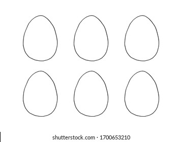 Conjunto de contornos y formas de huevos para colorear en Semana Santa. Plantilla vectorial para creatividad.