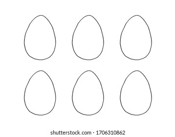 Set von Konturen und Formen von Eiern zum Färben zu Ostern. Vektorillustration-Vorlage für Kreativität