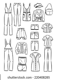 Hand Drawn Vector Clothing Set Isolated Stock Vector (Royalty Free ...