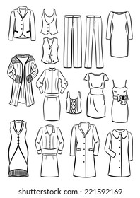 Set Contours Womens Clothing Isolated On Stock Vector (Royalty Free ...