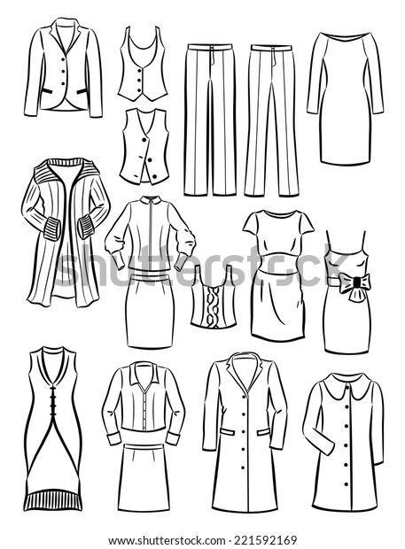 Set Contours Womens Clothing Isolated On Stock Vector (Royalty Free ...