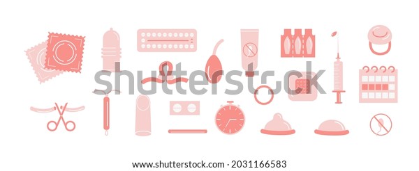 Set Contraception Colored Flat Icons Birth Stock Vector Royalty Free 2031166583 Shutterstock 7527