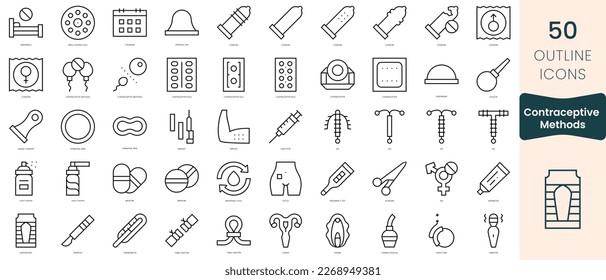 Set of contraceptive methods icons. Thin linear style icons Pack. Vector Illustration