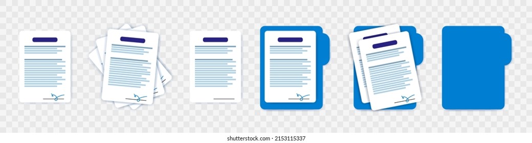 Set of contract documents icon. Design of clipboard and checklist document illustration isolated on transparent background. Vector EPS 10