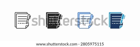 Set of contract icon collection in multiple style. Icon suitable for web and mobile application