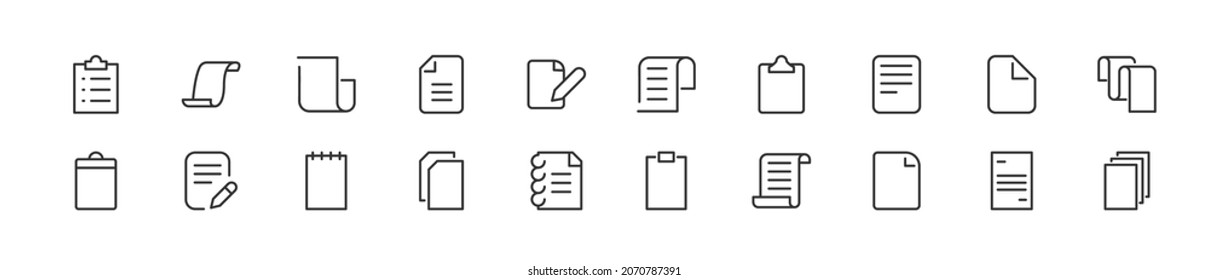 Set of contract line icons. Premium pack of signs in trendy style. Pixel perfect objects for UI, apps and web. 