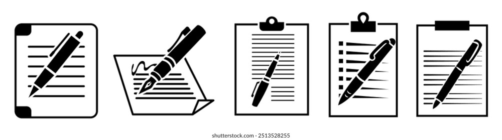 Satz von Vertragsvorlagen, flache Symbole, auf transparentem Hintergrund, flache Vektorgrafik, Geschäftsvertragskonzept. NICHT GENERATIVE KI