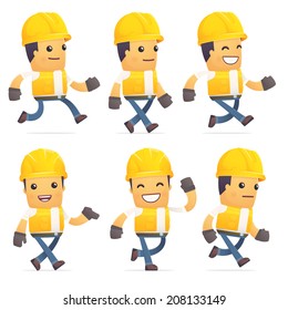 set of contractor character in different interactive  poses