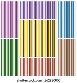 Set of contrast seamless textures from vertical strips of different widths. Vector eps 10.