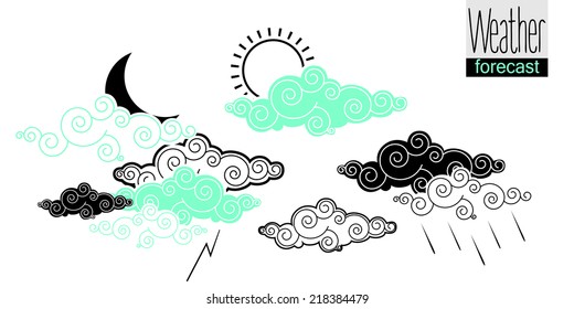 Set of contrast weather vector drawings