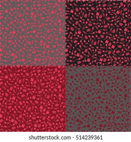 a set of contrasting black Burgundy red grey backgrounds with a small pattern of silhouettes of flowers