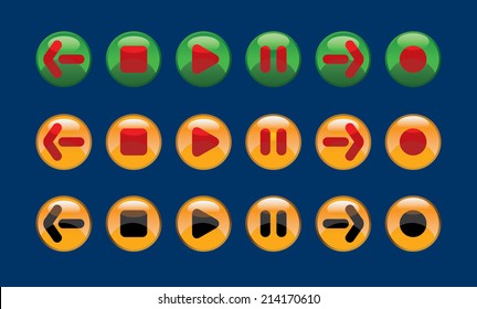 set of contrasting round buttons