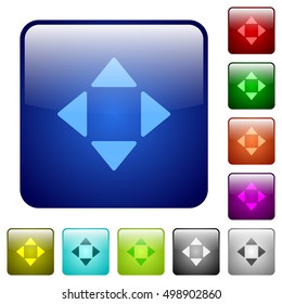 Set of control arrows color glass rounded square buttons