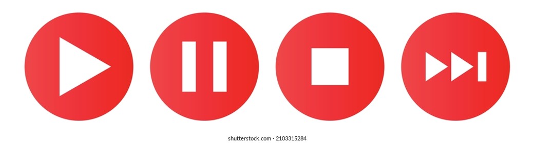 A set of control buttons. Vectors.