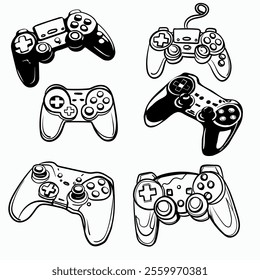 Set of controllers design. Controllers silhouette. Handrawn vector illustration.