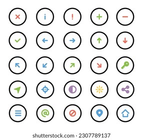 Satz von Steuerelementen und Navigationssymbole